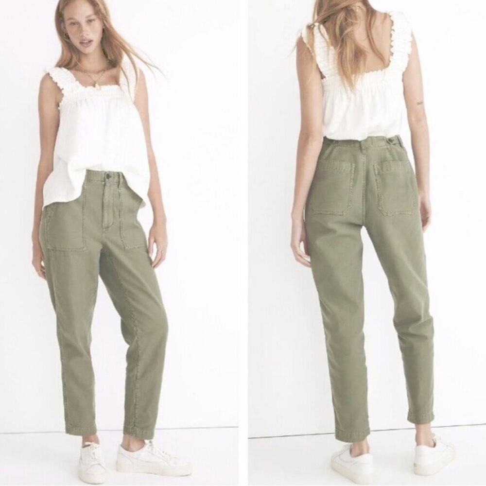 Madewell Griff Fatigue Sage Green Cargo Tapered Leg High Rise Pants Size 28